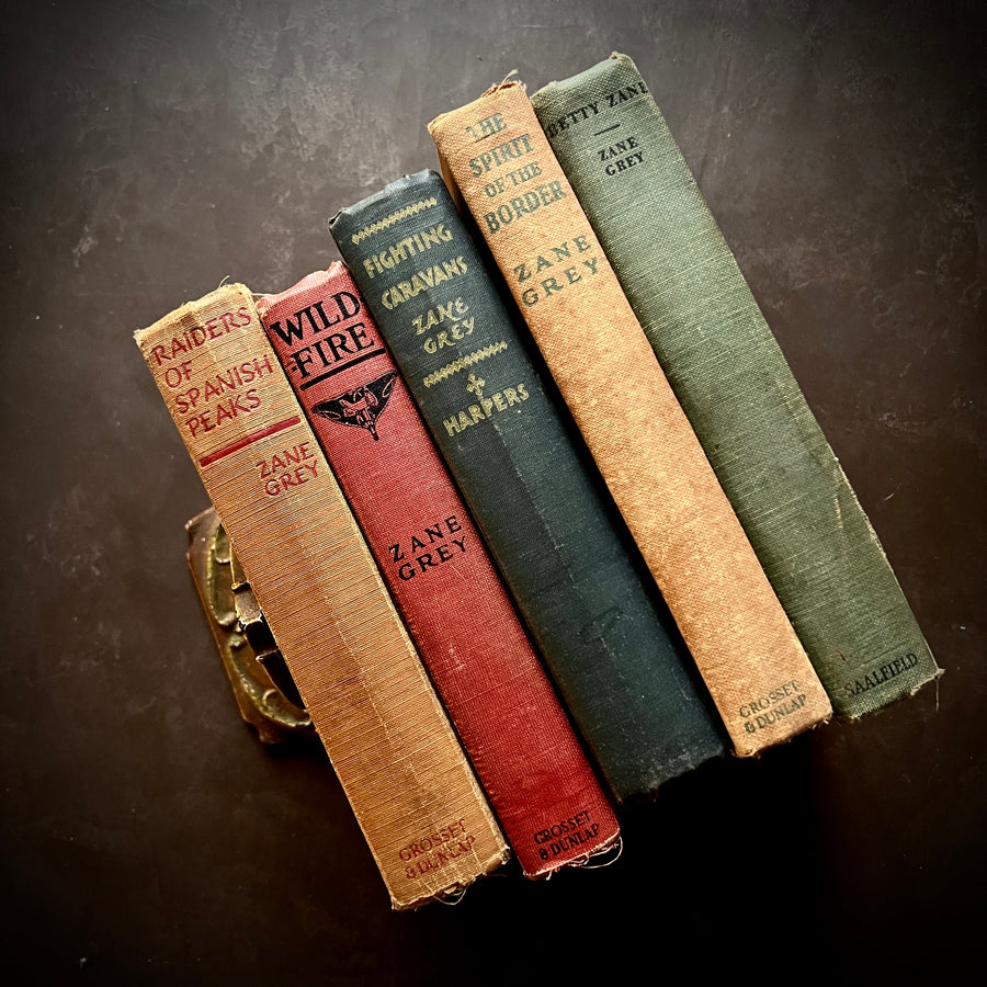 Zane Grey Five Book Set/ Vintage Book Decor