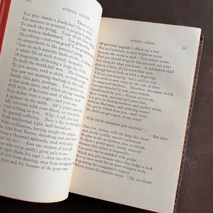 Aurora Leigh by Elizabeth Barrett Browning (1870) – Fine Birdsall & Son Binding, Full Gilt & Marbled Endpapers, Rare