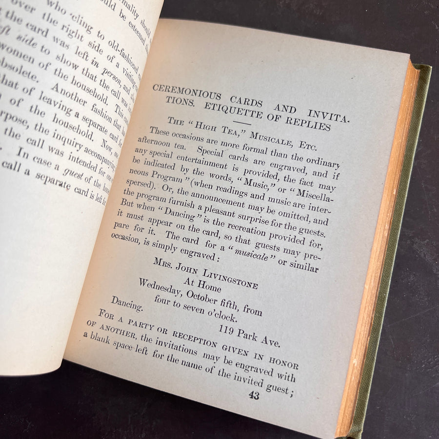 Etiquette: An Answer to the Riddle— When? Where? How? (1900)