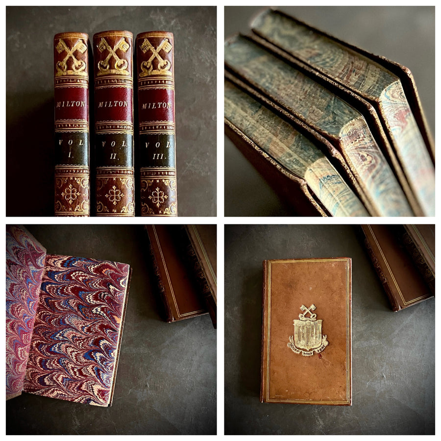 The Poetical Works of John Milton — Aldine Edition of the British Poets (Bell & Daldy, c.1850s, 3 Volumes in Fine Calf Bindings)