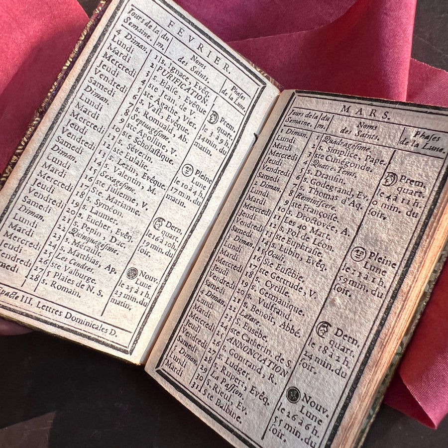 1789 French Royal Almanac – La Marchande d’Étoffes de Soie – Red Moroccan Leather with Gilt Royal Arms of Louis XVI – Pre-French Revolut