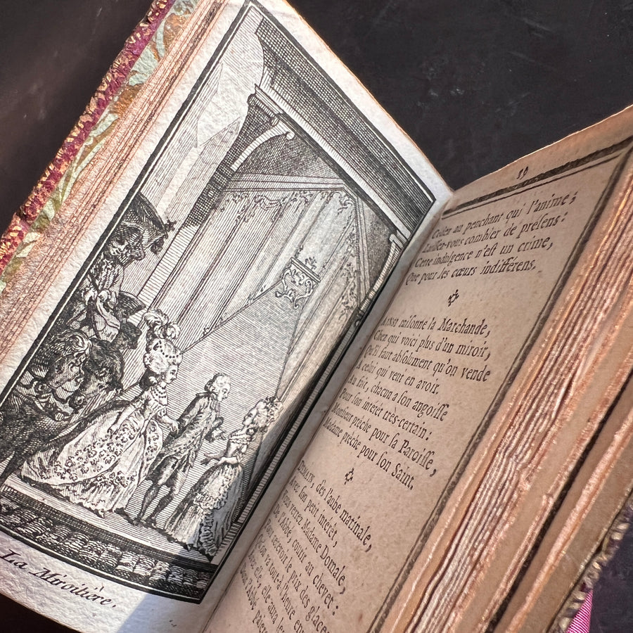 1789 French Royal Almanac – La Marchande d’Étoffes de Soie – Red Moroccan Leather with Gilt Royal Arms of Louis XVI – Pre-French Revolut