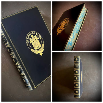 Poetical Works of Alfred Lord Tennyson (1899) — Full Leather Prize Binding, Charterhouse School, Gilt Crest, Marbled Endpapers London: Macmillan and Co. | 1899.