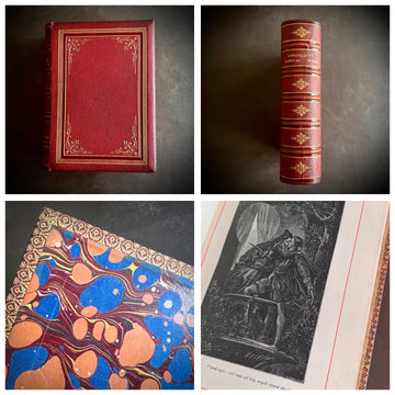 The Poetical Works of Henry Wadsworth Longfellow | c.1880 Fine Leather Binding | Illustrated