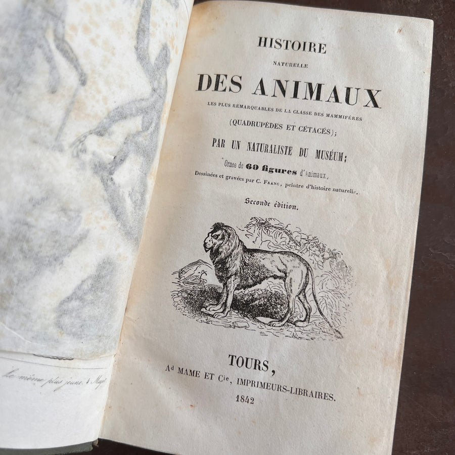 Histoire Naturelle des Animaux | 1842 |Green Gilt “Pension Dupont” Binding | Illustrated