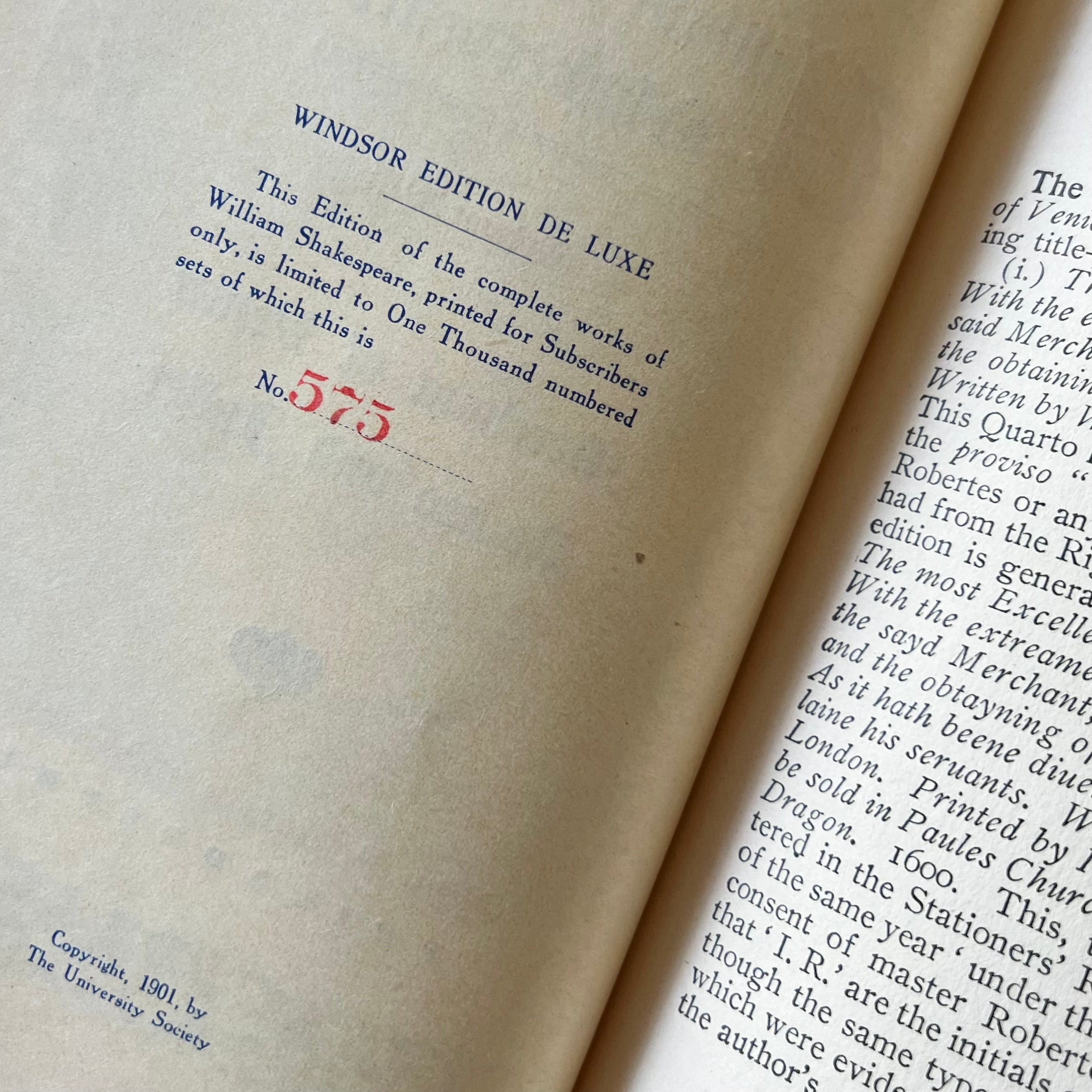 1901 - The Works of William Shakespeare – Honey Bee Mill