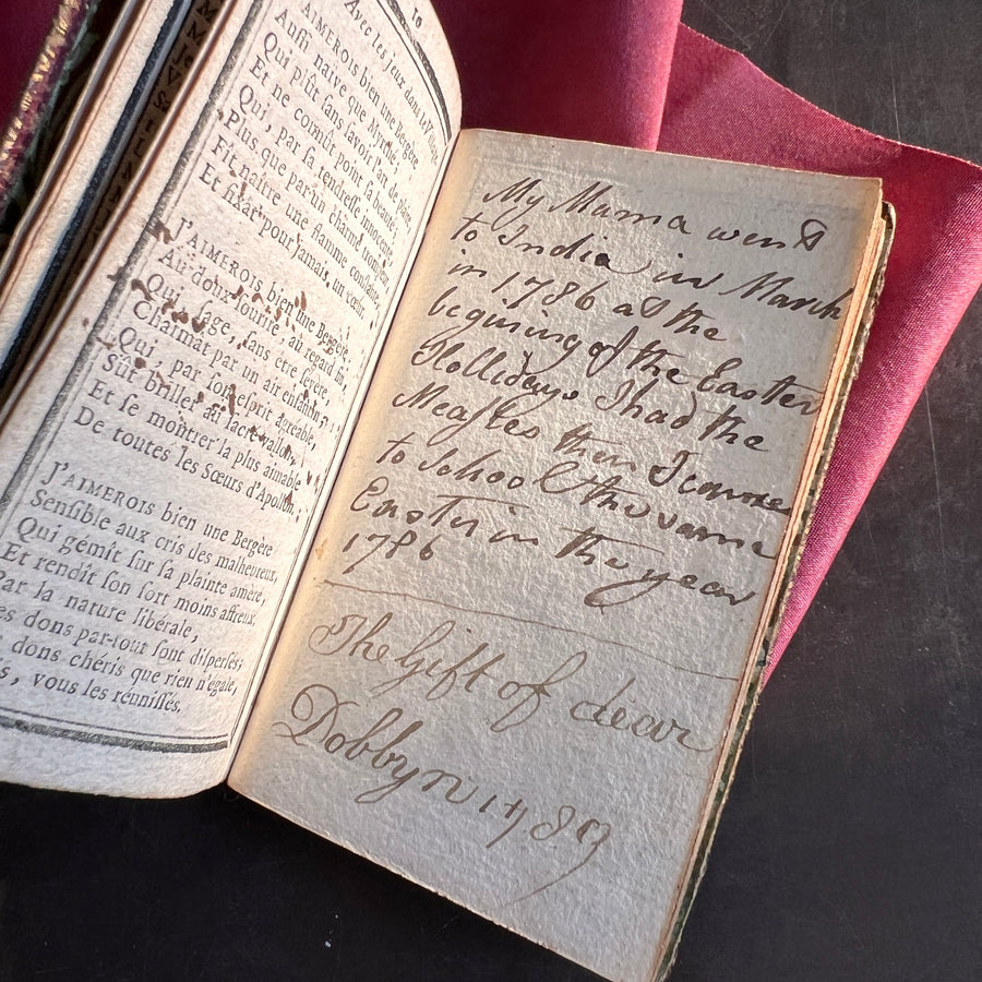 1789 French Royal Almanac – La Marchande d’Étoffes de Soie – Red Moroccan Leather with Gilt Royal Arms of Louis XVI – Pre-French Revolut