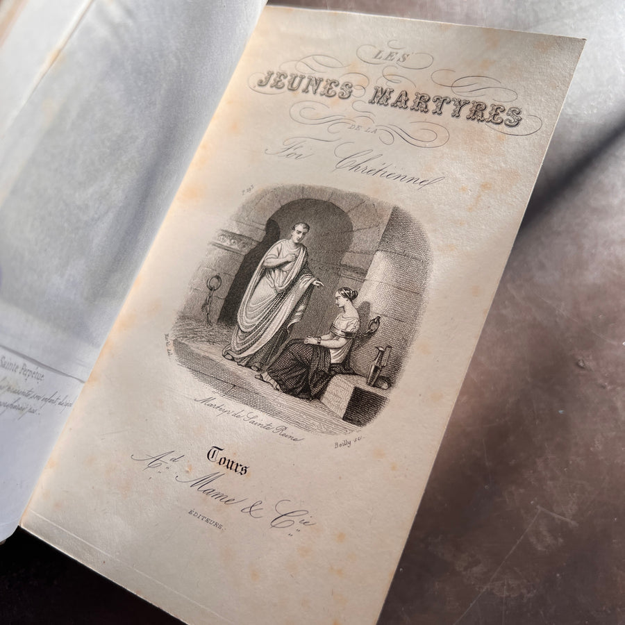 1847 Les Jeunes Martyrs de la Foi Chrétienne | 1847 |Cartonnage Romantique in Gilt and Blue, Matching Boards