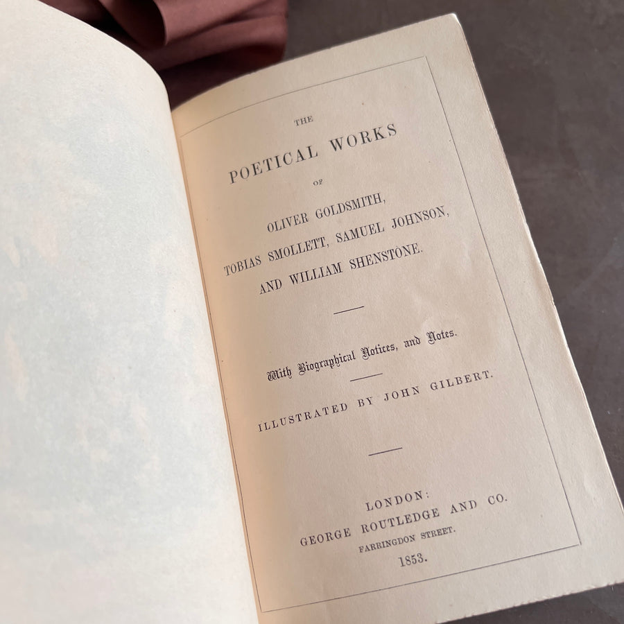 The Poetical Works of Goldsmith, Smollett, Johnson, and Shenstone (1853) — Fine Binding, Full Leather, Gilt Gauffering, Illustrated