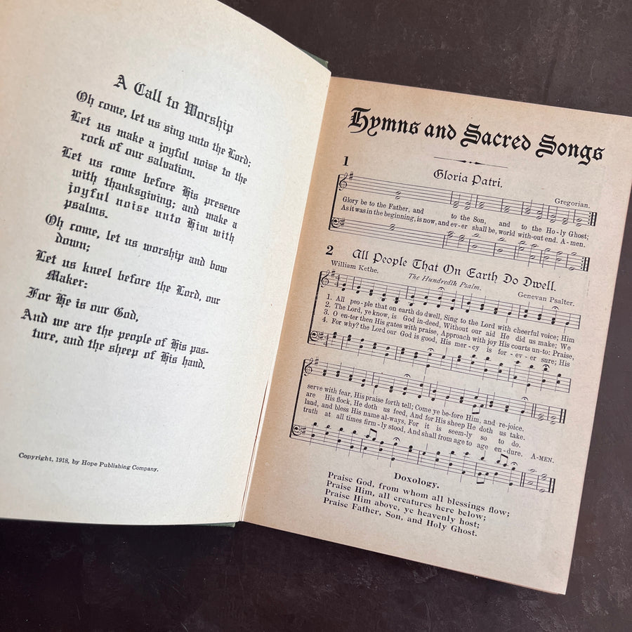 Hymns & Sacred Songs | Antique Hymnal |1918