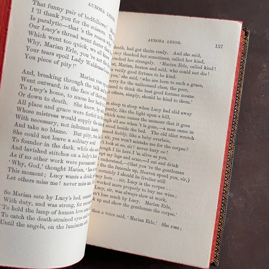 Aurora Leigh by Elizabeth Barrett Browning (1870) – Fine Birdsall & Son Binding, Full Gilt & Marbled Endpapers, Rare