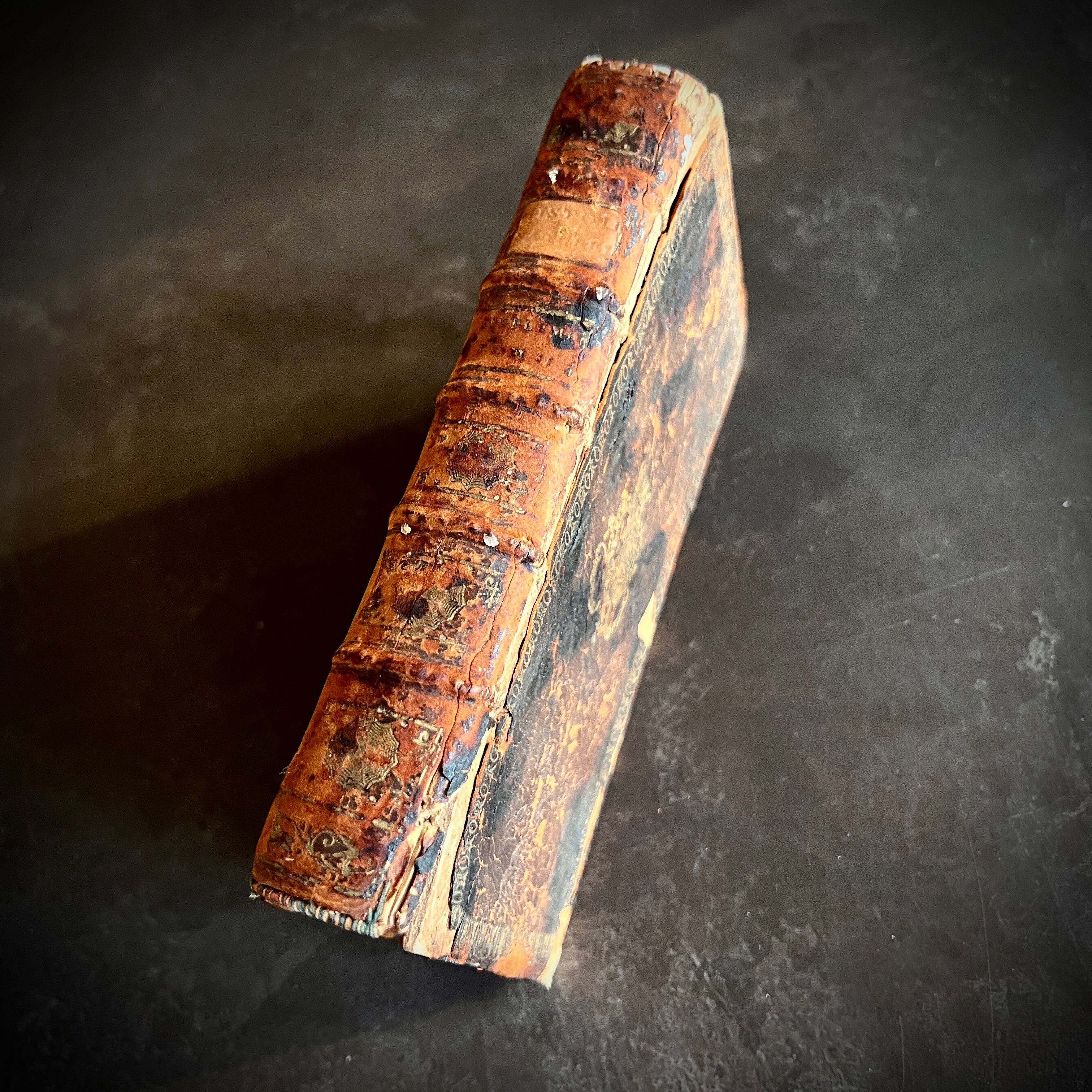 1774 - Secret Compartment/ Antique French Leather Bound Book Safe