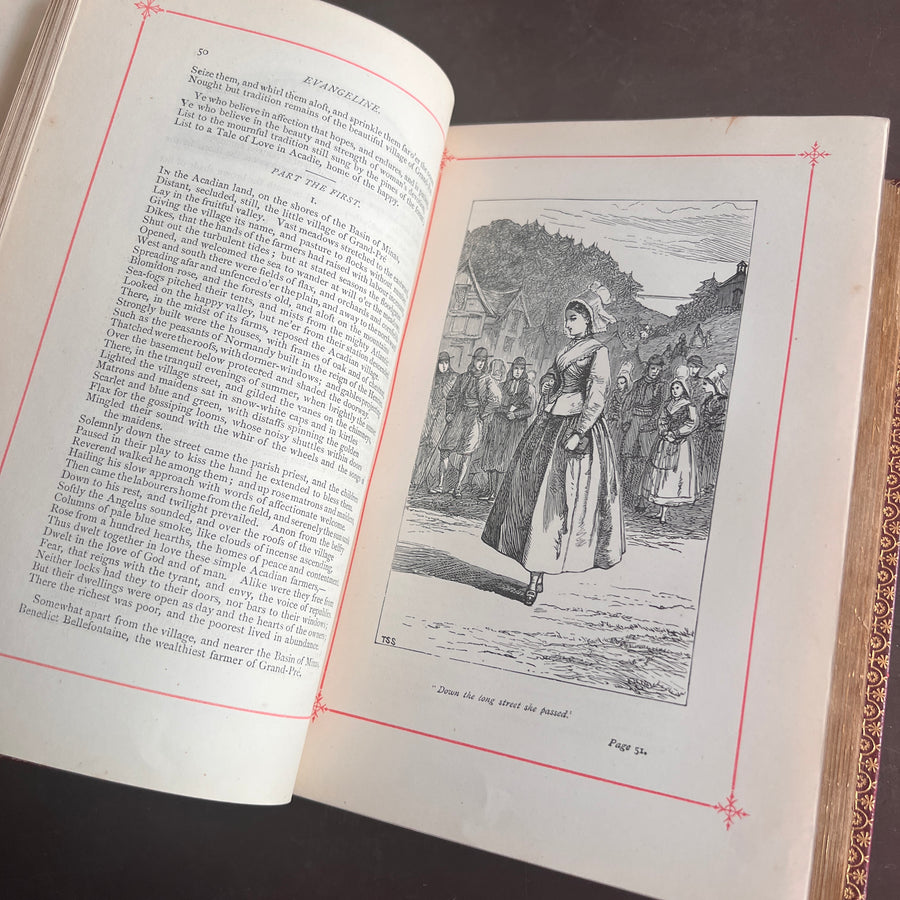 The Poetical Works of Henry Wadsworth Longfellow | c.1880 Fine Leather Binding | Illustrated