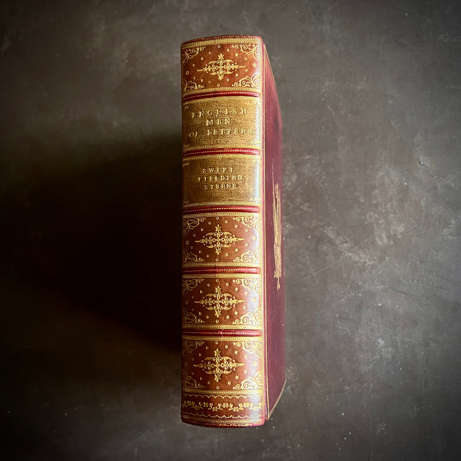 English Men of Letters: Swift, Fielding, and Sterne (1889) — Fine Binding, Full Leather, Gilt Armorial, Marbled Edges London: Macmillan and Co. | 1889.