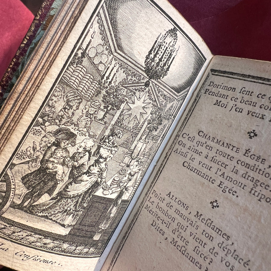 1789 French Royal Almanac – La Marchande d’Étoffes de Soie – Red Moroccan Leather with Gilt Royal Arms of Louis XVI – Pre-French Revolut