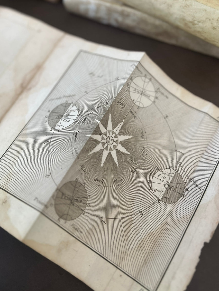 1756 Grammaire des Sciences Philosophiques — Vellum-Bound Scientific Encyclopaedia with Newtonian & Copernican Fold-Out Plates