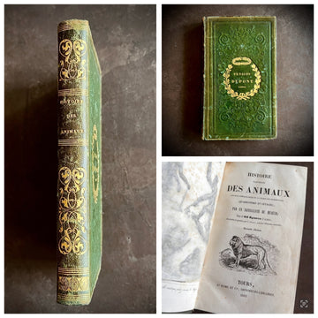 Histoire Naturelle des Animaux | 1842 |Green Gilt “Pension Dupont” Binding | Illustrated