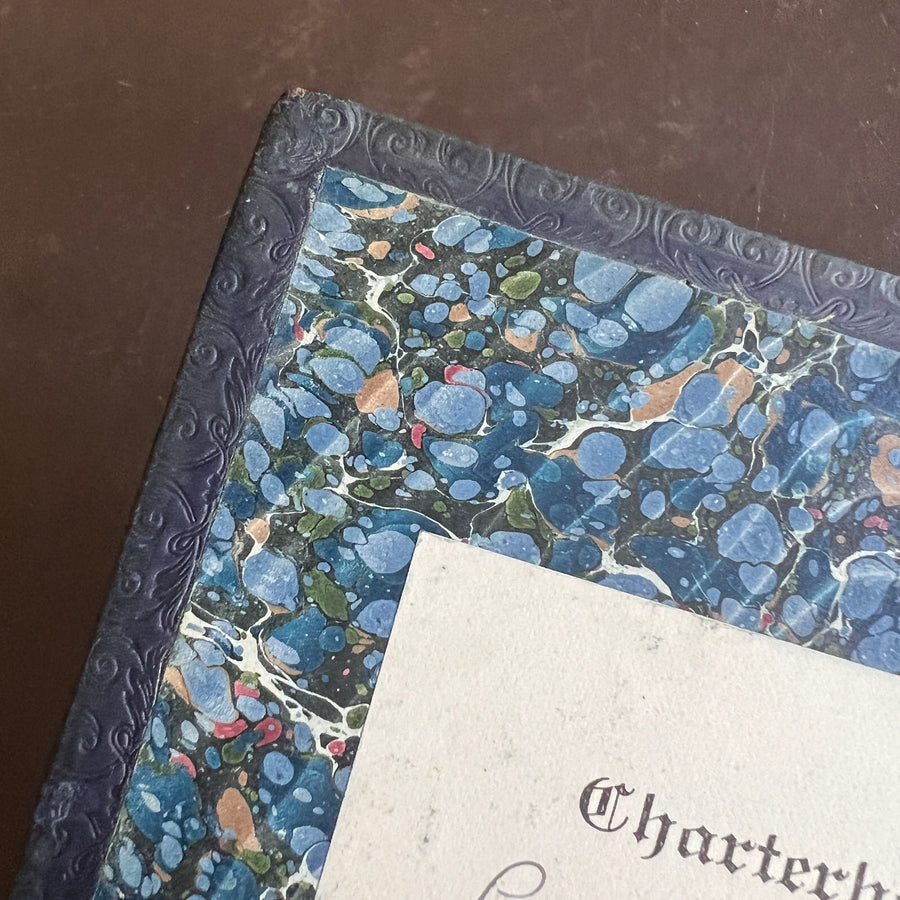 Poetical Works of Alfred Lord Tennyson (1899) — Full Leather Prize Binding, Charterhouse School, Gilt Crest, Marbled Endpapers London: Macmillan and Co. | 1899.