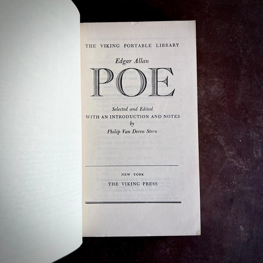 1966 The Portable Edgar Allan Poe – Viking Portable Library – Tales, Poems & Letters