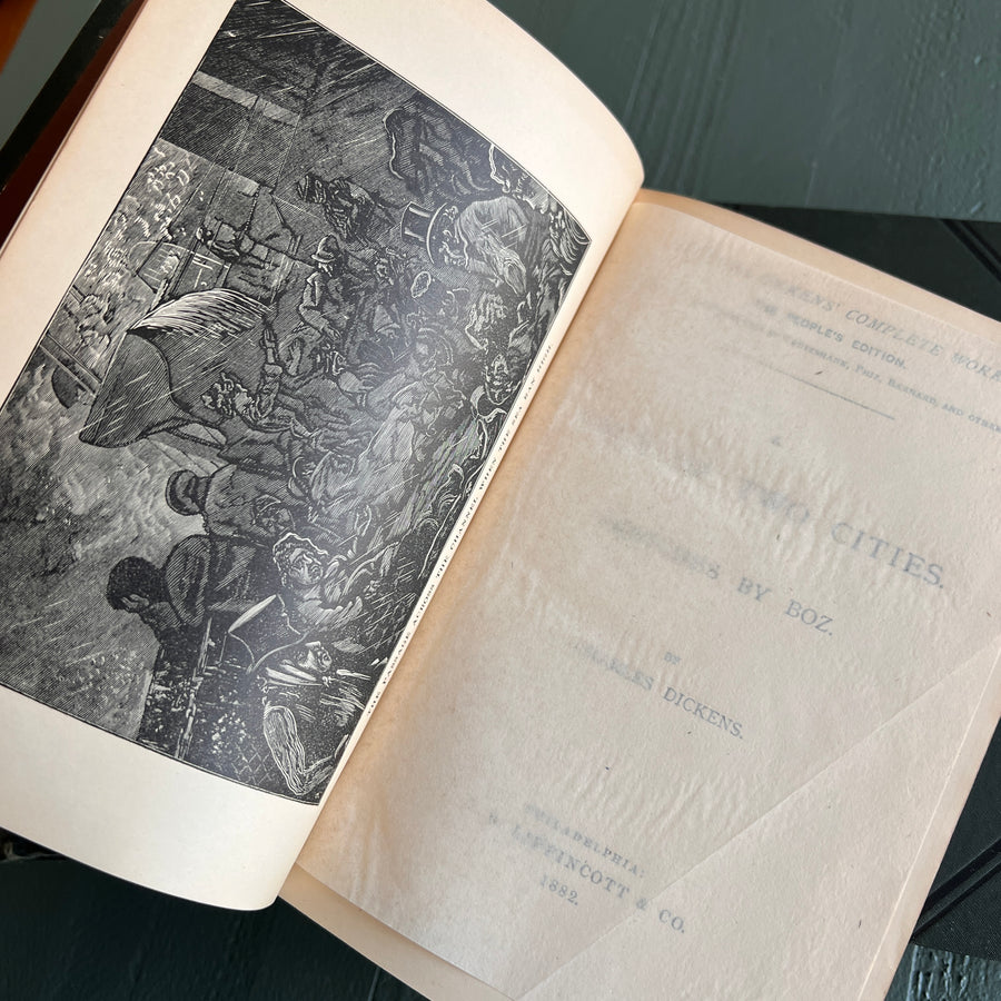 1882 Dickens Works – 3-Volume Decorative Set in Green Cloth