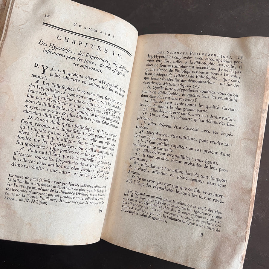 1756 Grammaire des Sciences Philosophiques — Vellum-Bound Scientific Encyclopaedia with Newtonian & Copernican Fold-Out Plates