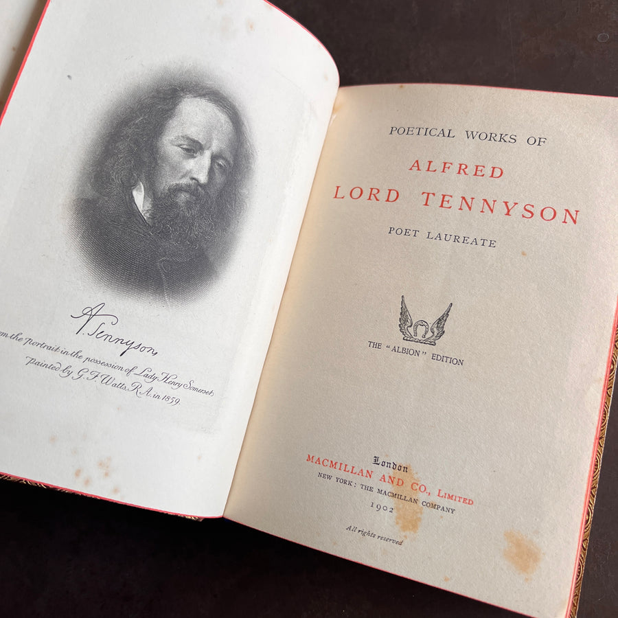 Poetical Works of Alfred Lord Tennyson — The Albion Edition (1902) | Fine Tree Calf Binding with Gilt & Marbled Endpapers