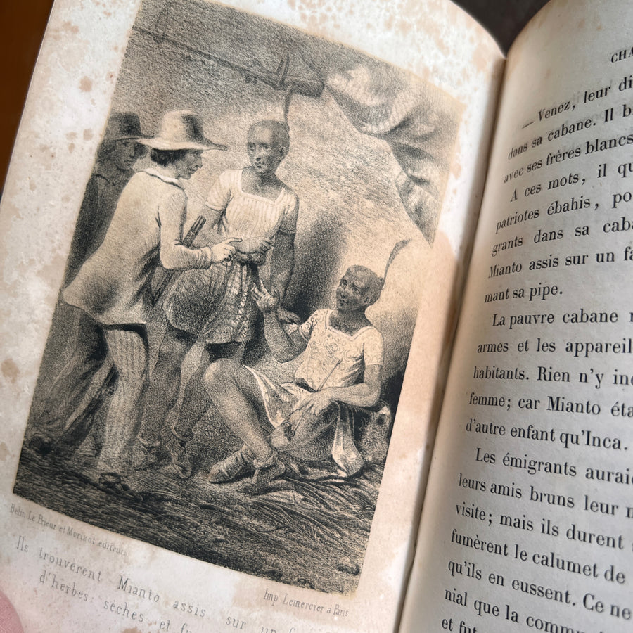 Les Émigrants – Gustave Nieritz | Illustrated | c.1840s-1850s | Gilt Architectural Motif and Gilt Urn to Boards