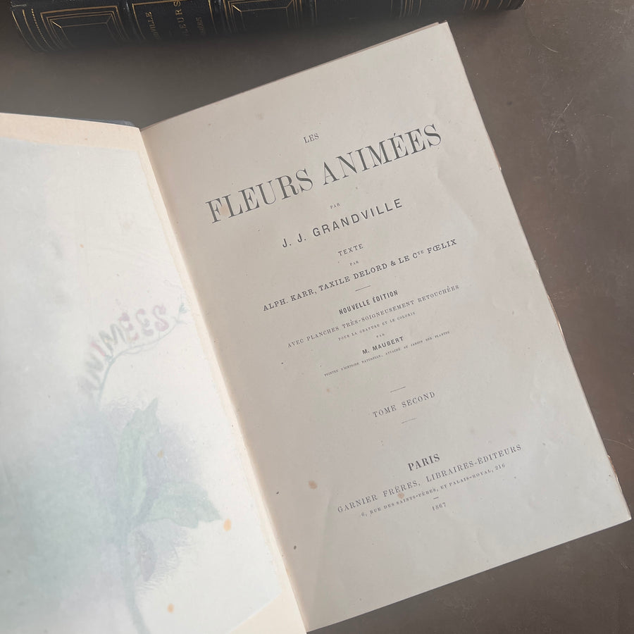 1867 Les Fleurs Animées – Grandville’s Botanical Anthropomorphism Masterpiece l 2-Volumes