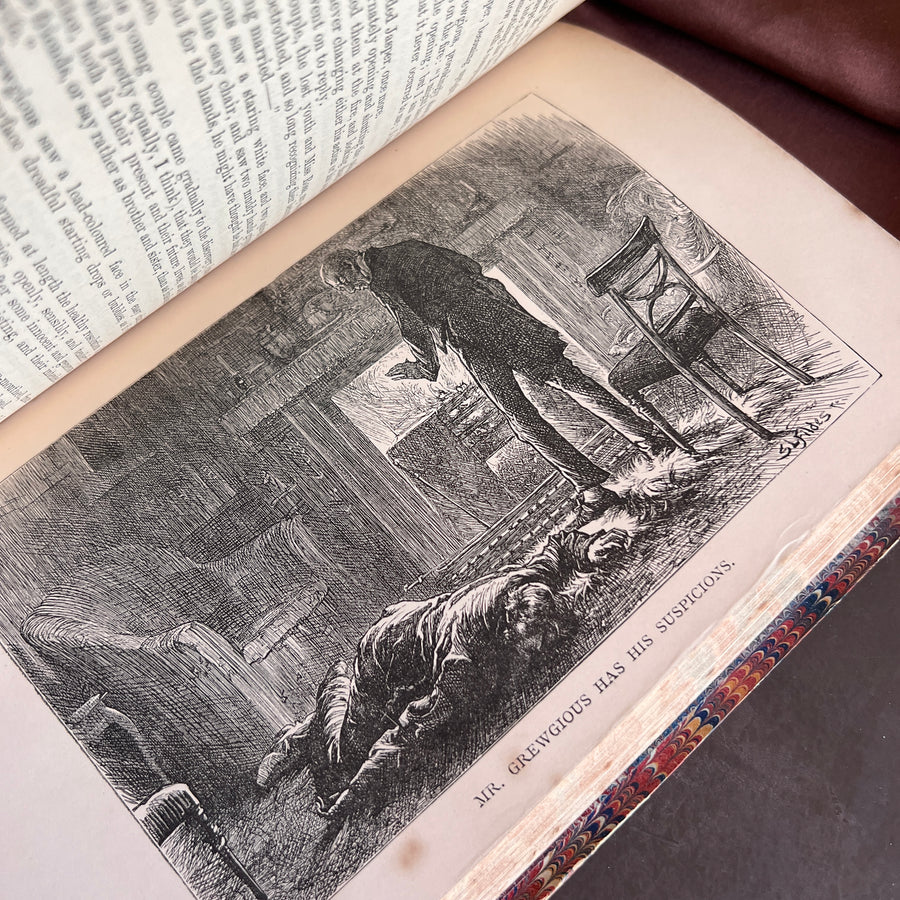 Mystery of Edwin Drood | Charles Dickens| First Edition in Book Form, Chapman & Hall, 1870 — Rebound in Half Leather by J. Woodland Bindery | First Printing Illustrations by S. L. Fildes