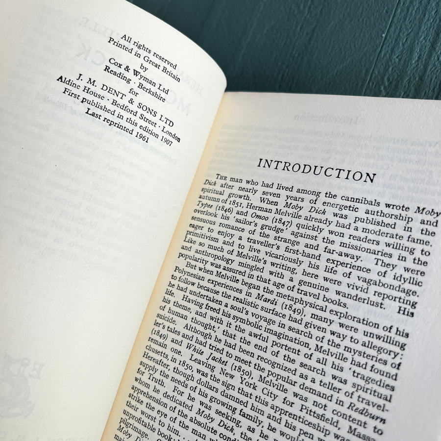 1961 Moby Dick by Herman Melville - Everyman’s Library Paperback - J.M. Dent & Sons/ E. P. Dutton