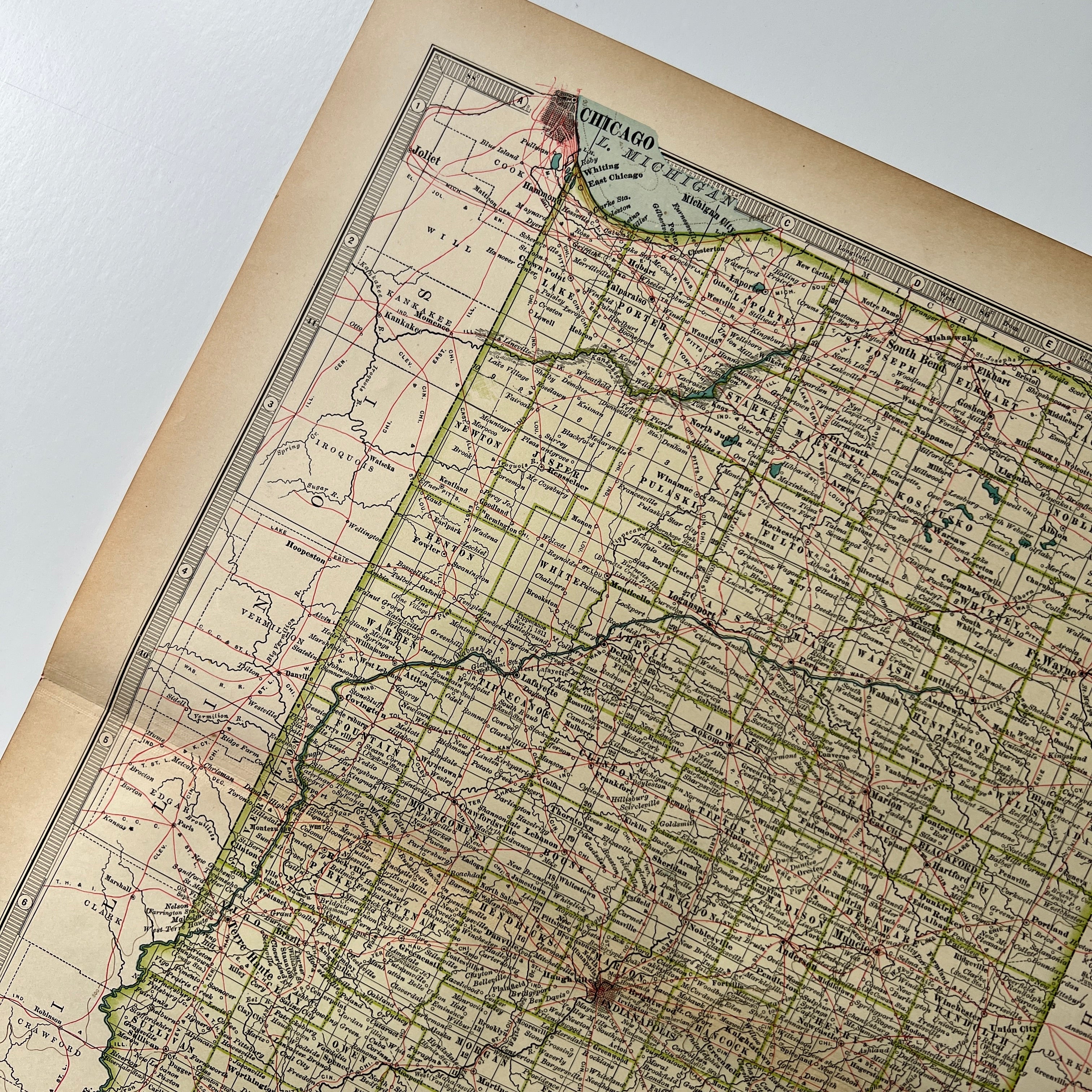 1902 - Map of Indiana – Honey Bee Mill