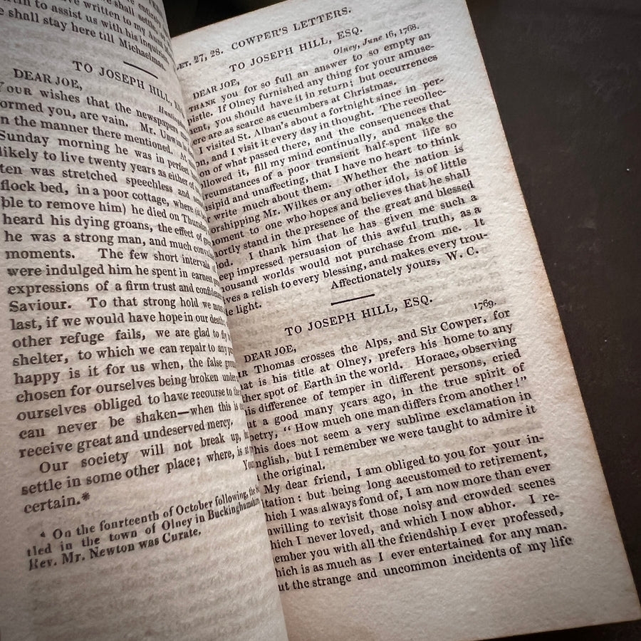 The Letters of the Late William Cowper, Esq. to His Friends | Regency Full Calf Gilt Binding | London, 1820 | Small Octavo