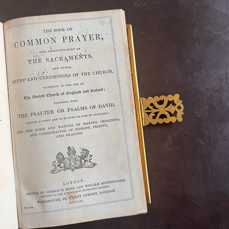 1853 Holy Bible | Old & New Testaments, Common Prayer & Psalms | Fine Black Leather with Ornate Brass Corners & Clasp | Gauffered Edges | Maps