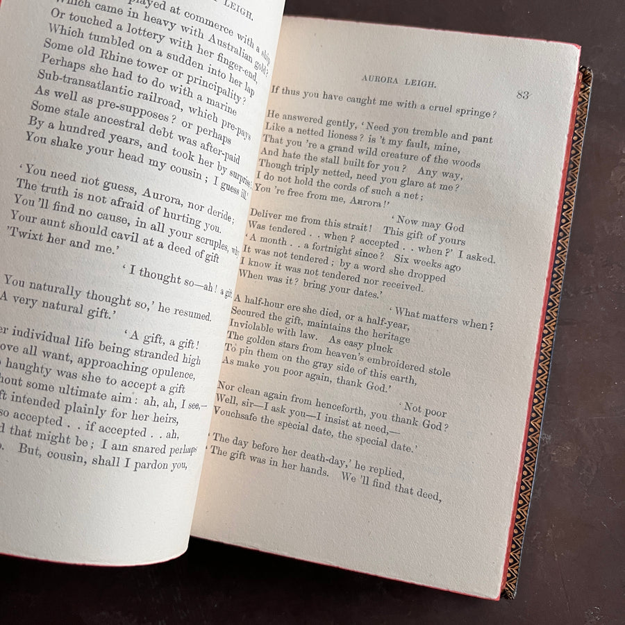 Aurora Leigh by Elizabeth Barrett Browning (1870) – Fine Birdsall & Son Binding, Full Gilt & Marbled Endpapers, Rare