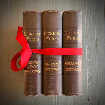 1882 Dickens Works – 3-Volume Decorative Set in Green Cloth
