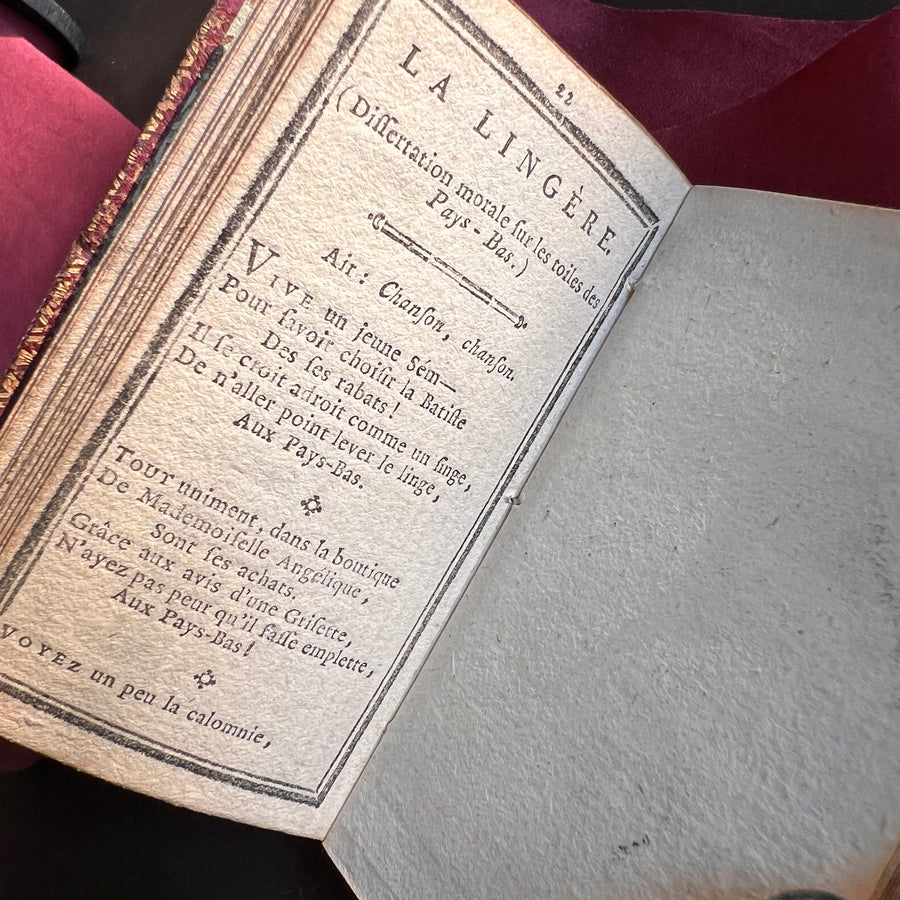 1789 French Royal Almanac – La Marchande d’Étoffes de Soie – Red Moroccan Leather with Gilt Royal Arms of Louis XVI – Pre-French Revolut