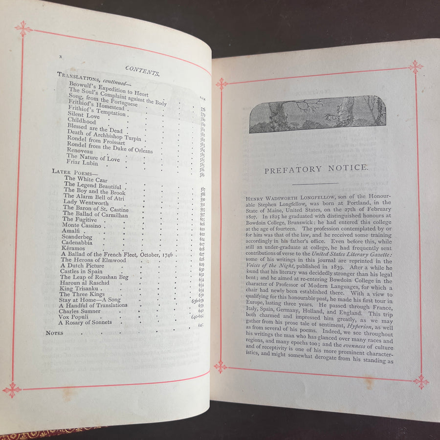 The Poetical Works of Henry Wadsworth Longfellow | c.1880 Fine Leather Binding | Illustrated