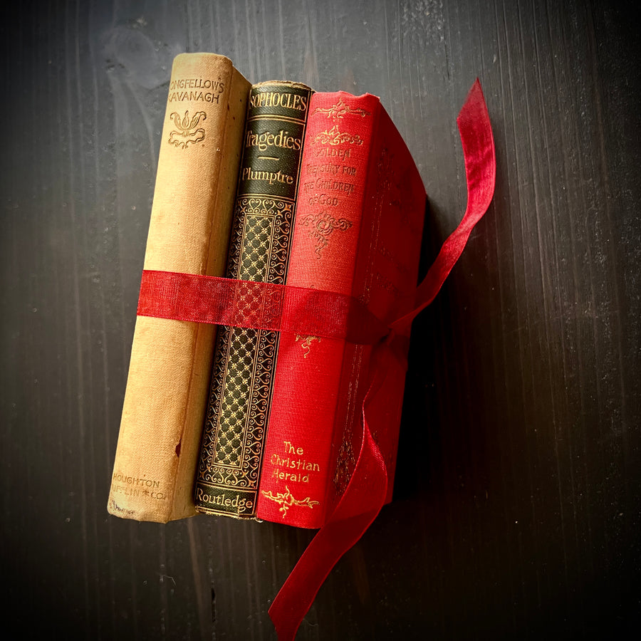 Antique Holiday Small Book Collection/ Book Decor