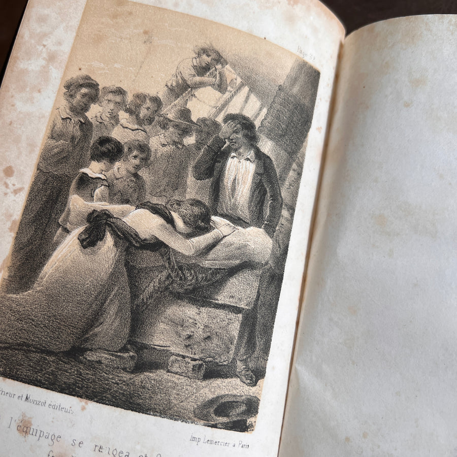 Les Émigrants – Gustave Nieritz | Illustrated | c.1840s-1850s | Gilt Architectural Motif and Gilt Urn to Boards