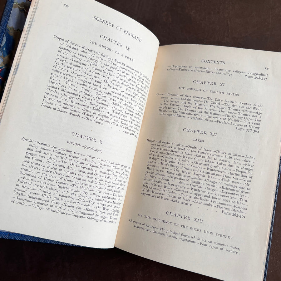 1912 The Scenery of England by Lord Avebury – Fine Prize Binding in Blue Morocco | Geology, Rivers, Volcanoes, and Landscapes of England