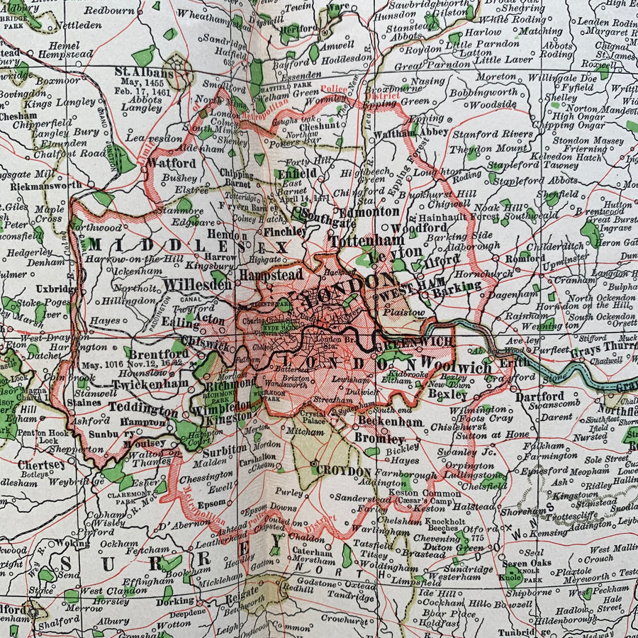1902 - Map of The Vicinity of London