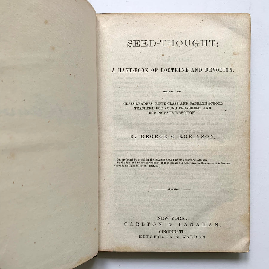 ***RESERVED FOR DRU***        1863 - Seed-Thought: A Handbook of Doctrine and Devotion, First Edition