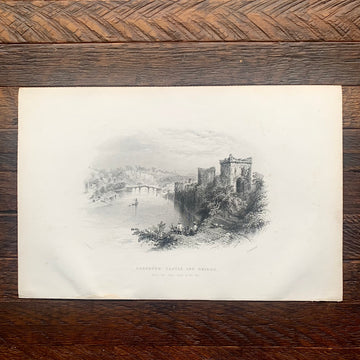 1895 - Chepstow Castle and Bridge, Engraving