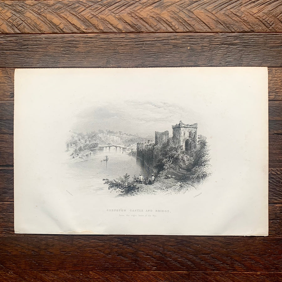1895 - Chepstow Castle and Bridge, Engraving