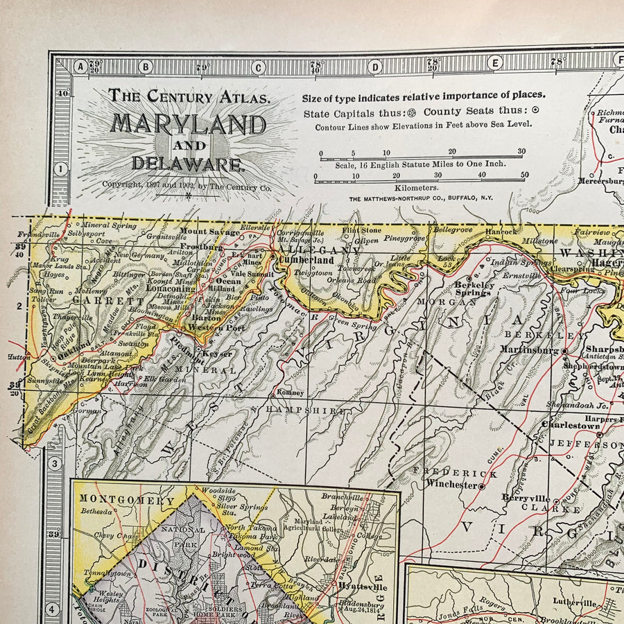 1902 - Map of Maryland, Delaware and District of Columbia