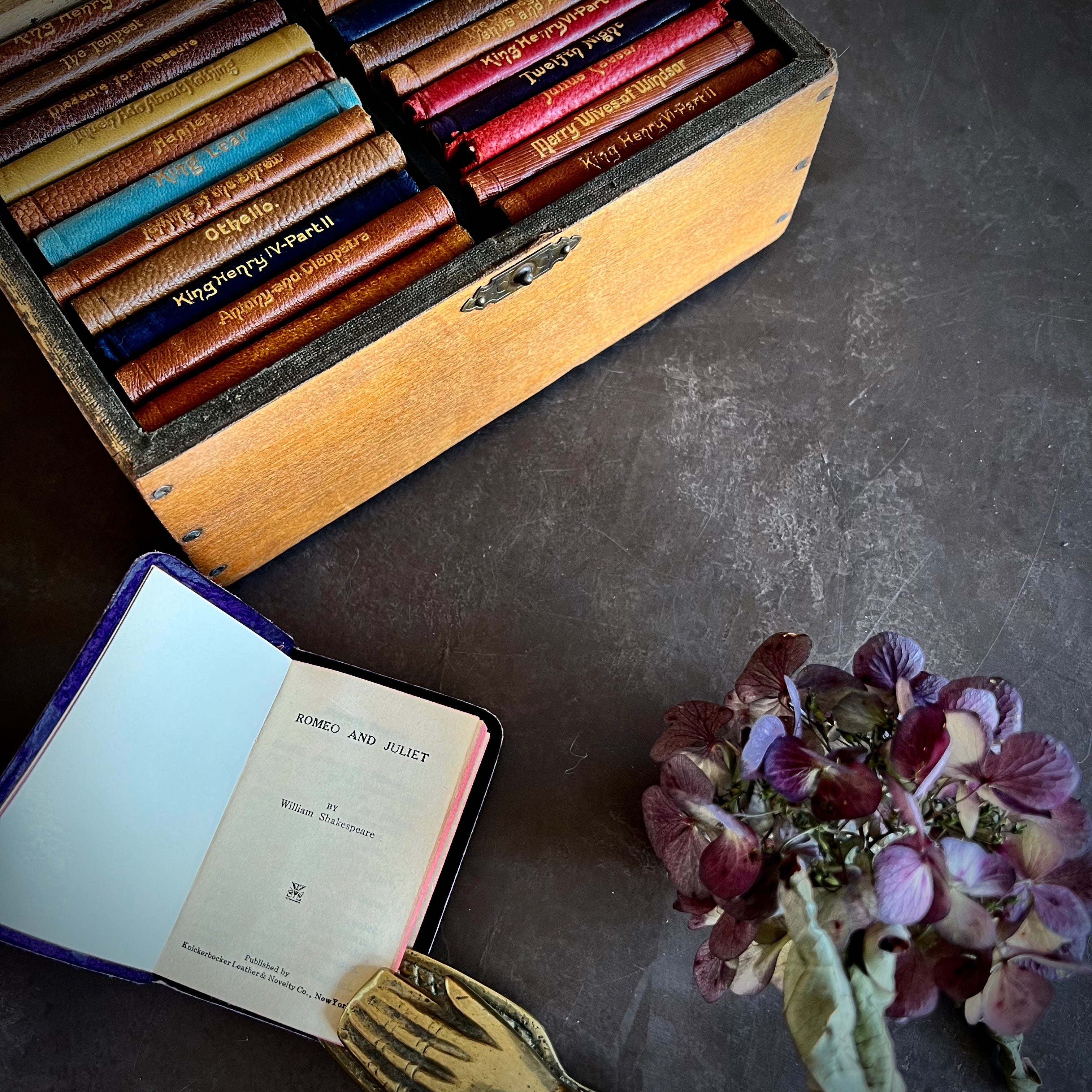 c.1910 - Miniature Book Set of Shakespeare's Works in Wood Box