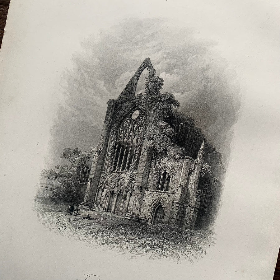 1895 - Tintern Abbey, West Front, Engraving