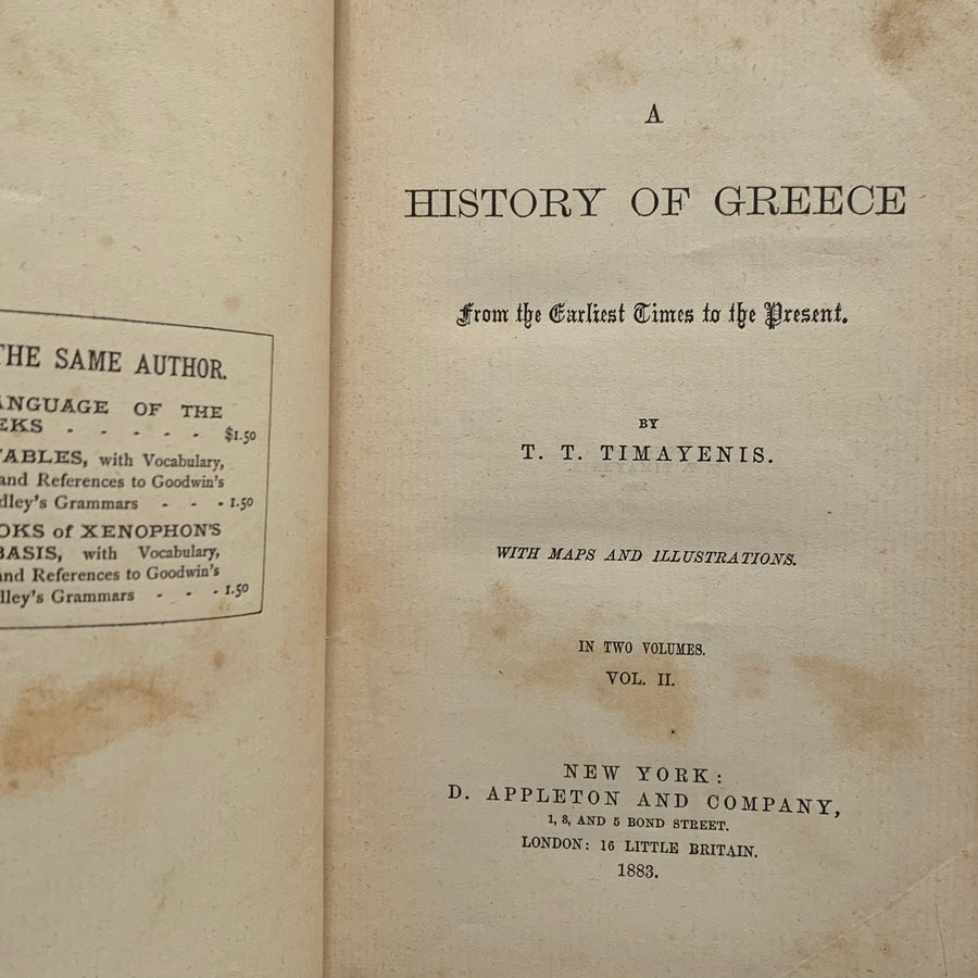 1883 - A History of Greece, From the Earliest of Times to the Present