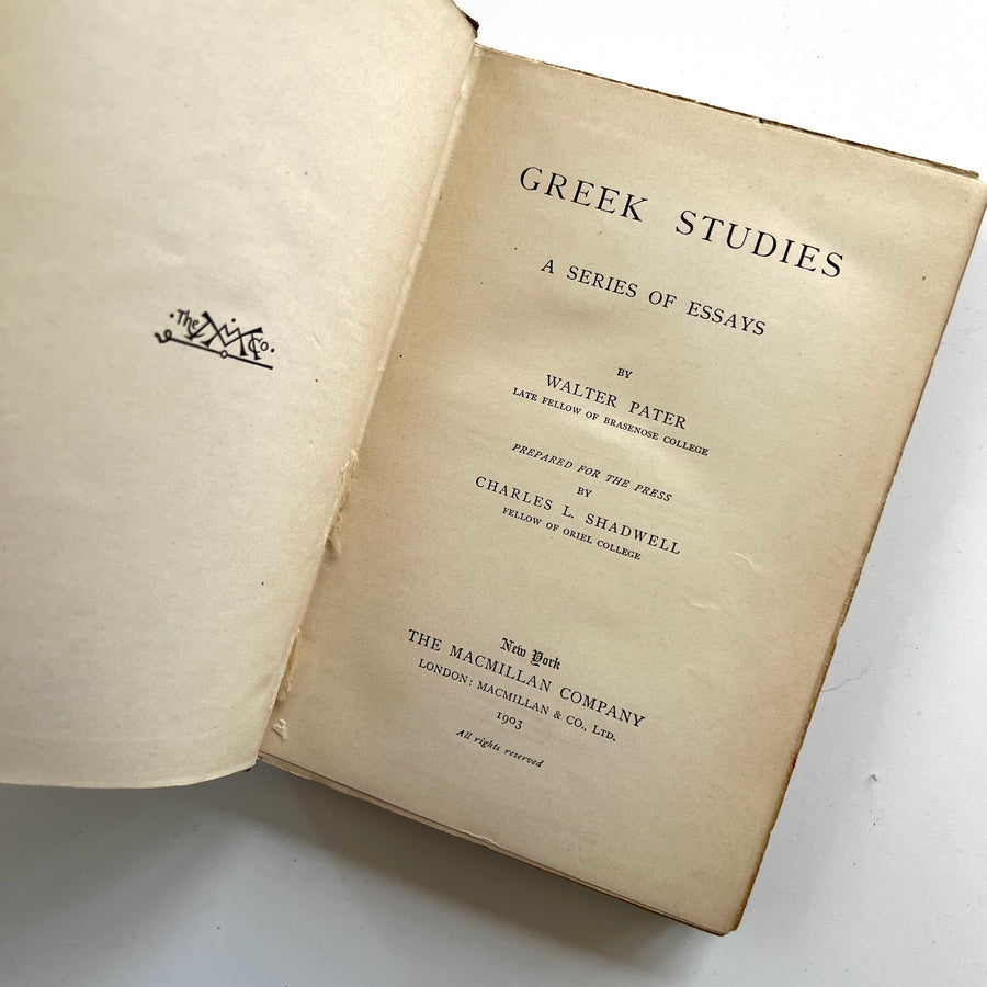 1903 - Greek Studies, A Series of Essays