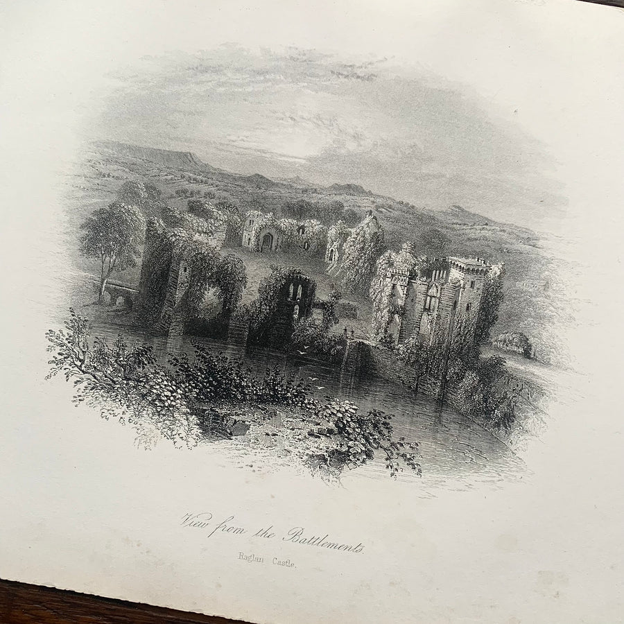 1895 - View From The Battlements, Raglan Castle, Engraving